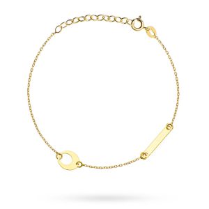 Złota bransoletka kółko w kole i blaszka 16