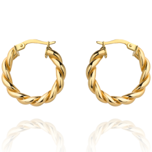 Złote kolczyki koła plecione duże 585