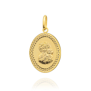 Złoty medalik Matka Boska Częstochowska w owalu 585