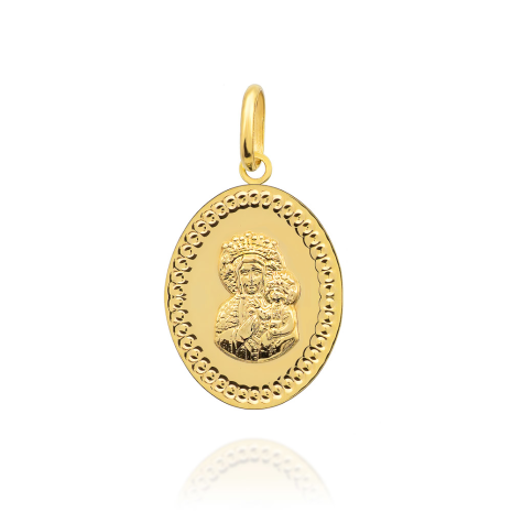 Złoty medalik Matka Boska Częstochowska w owalu 585