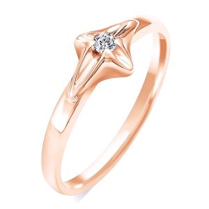 Pierścionek zaręczynowy różowe złoto z diamentem rozeta 0