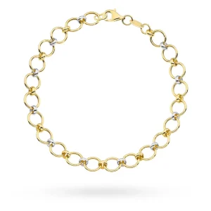 Złota bransoletka plecione kółeczka 19cm 585