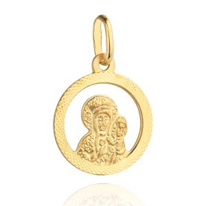 Złoty medalik Matka Boska z dzieciątkiem w kole 585
