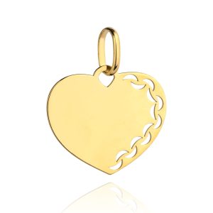 Złota zawieszka wisiorek serce ażurowe 585