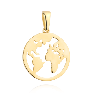 Złota zawieszka mapa kula ziemska 585
