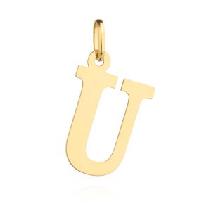 Złota zawieszka litera literka U duża 585
