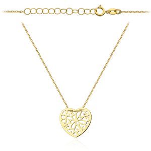 Złoty naszyjnik serce ażurowe z łańcuszkiem 42+3cm 585
