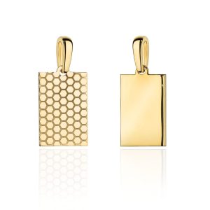 Zawieszka złota blaszka dwustronna ze zdobieniem 585