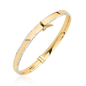 Złota bransoletka sztywna z białym złotem 62x56mm 585