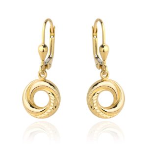 Złote kolczyki kółka diamentowane złoto 585