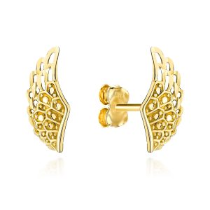 Złote kolczyki ażurowe skrzydła anioła 585