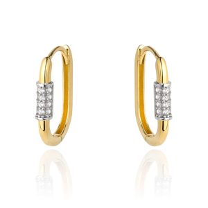 Złote kolczyki z cyrkoniami i białym złotem 585