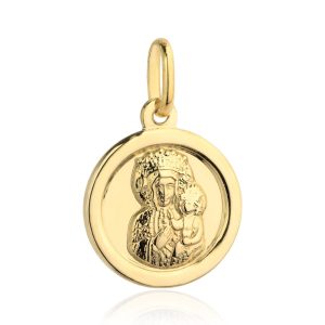 Złoty medalik Matka Boska Częstochowska złote kółko 585