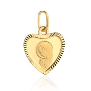 Złoty medalik Matka Boska modląca się w sercu 585