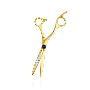 Złota zawieszka nożyczki z cyrkoniami i kamieniem 585