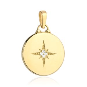 Złota zawieszka gwiazda północna z cyrkonią 585