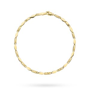 Złota bransoletka ogniwa zdobione diamentowaniem 18