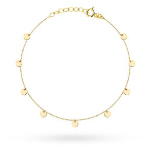 Złota bransoletka celebrytka kółeczka monetki 17+2cm 585