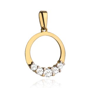 Złota zawieszka kółko z cyrkoniami 585