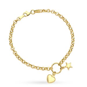 Złota bransoletka serce i gwiazda 18