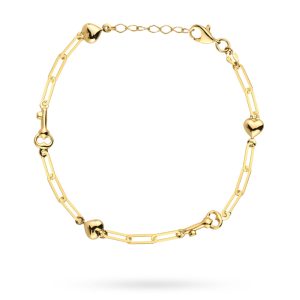 Złota bransoletka serce klucz ankier 19cm 585