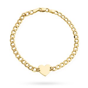 Złota bransoletka serce pancerka 19cm 585
