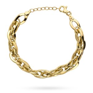 Złota bransoletka szeroka falowane ogniwa 18+3cm 585