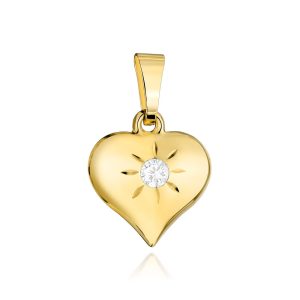 Złota zawieszka serce z cyrkonią 585
