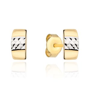 Złote kolczyki diamentowane w dwóch kolorach 585