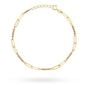 Złota bransoletka celebrytka kulki i ogniwa 17-19cm 585