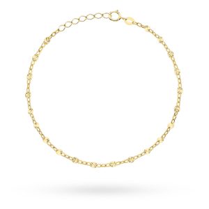 Złota bransoletka z diamentowanymi kulkami 17-19cm 585