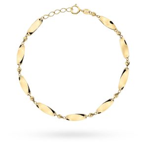 Złota bransoletka kulki i skręcone blaszki 17-19cm 585