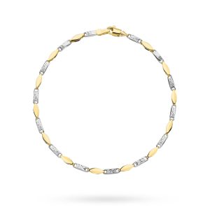 Złota bransoletka diamentowana i rodowana 19cm 585