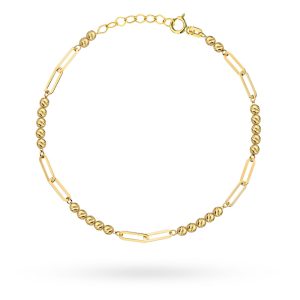 Złota bransoletka diamentowane kuleczki 17-19cm 585