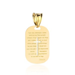 Złota zawieszka medalik z modlitwą Ojcze Nasz 585