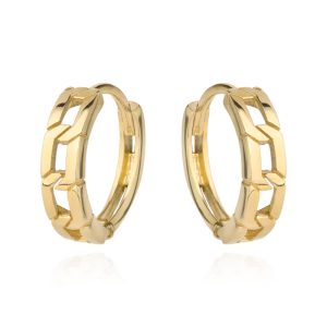 Złote kolczyki plecione kółeczko pancerka 585