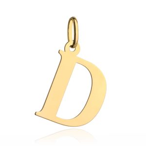 Złota zawieszka litera literka D duża 2