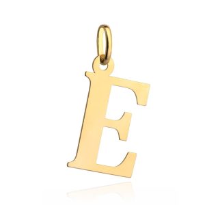 Złota zawieszka litera literka  E duża 585