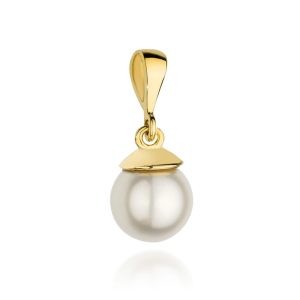 Złota zawieszka perła perełka 8 mm 585
