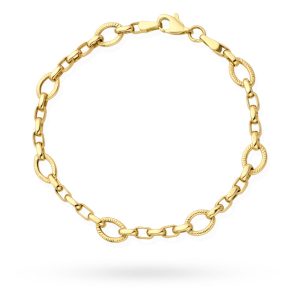 Złota bransoletka z owalnymi kółeczkami 18