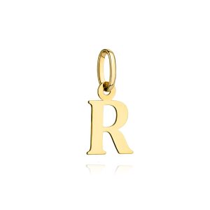 Złota zawieszka litera literka R 585