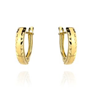 Kolczyki złote diamentowane na obu brzegach 585