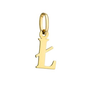 Złota zawieszka litera literka Ł 585