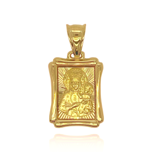 Złoty medalik Matka Boska Częstochowska prostokąt 585
