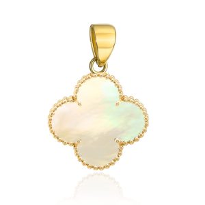 Zawieszka złota koniczynka z masą perłową 12mm 585