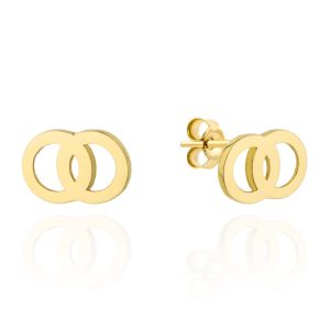 Złote kolczyki wkrętki kółeczka zazębione 585