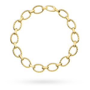 Złota bransoletka splecione zdobione owale 20cm 585