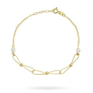 Złota bransoletka kulki z kamieniem 19