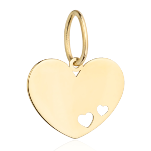 Złota zawieszka gładkie serce z serduszkami 585