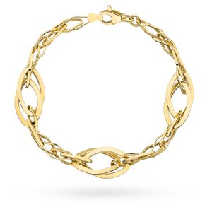 Złota bransoletka splecione romby szeroka masywna 20cm585